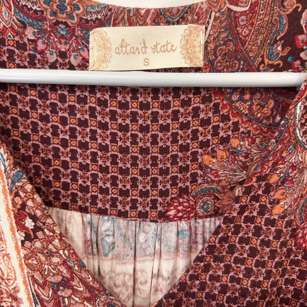 Altar'd State Burgundy and Cream Long Sleeve Dress - Picture 6 of 6